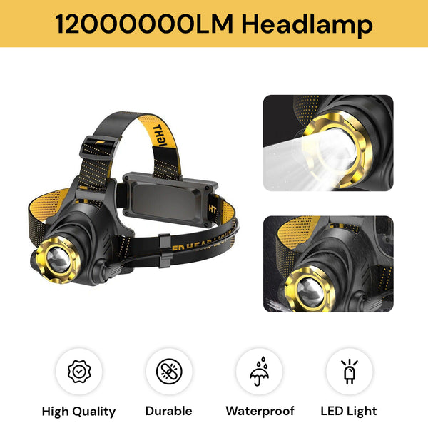 12000000LM USB Rechargeable Headlamp