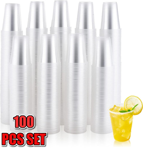 Disposable Plastic Cups Clear Reusable Drinking Water Cup Party 200ml