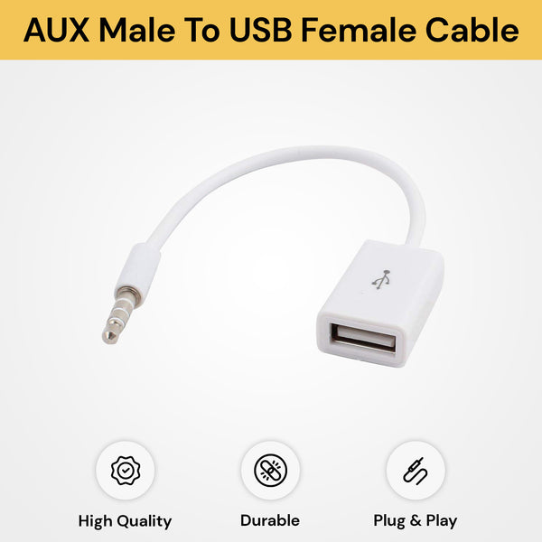 AUX Jack Male To USB 2.0 Female Cable