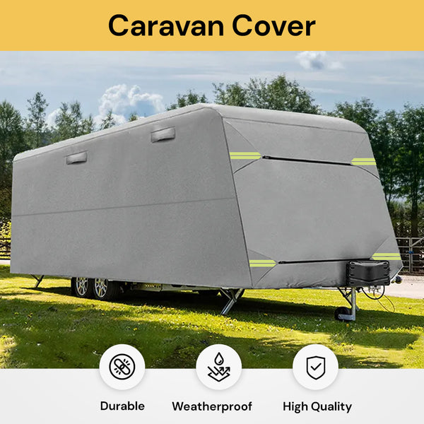 20-22ft Caravan Cover - Gray - Weatherproof and UV-Resistant