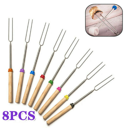 Marshmallow Roasting Sticks Extendable Fork BBQ Campfire Kids Fun Barbecue