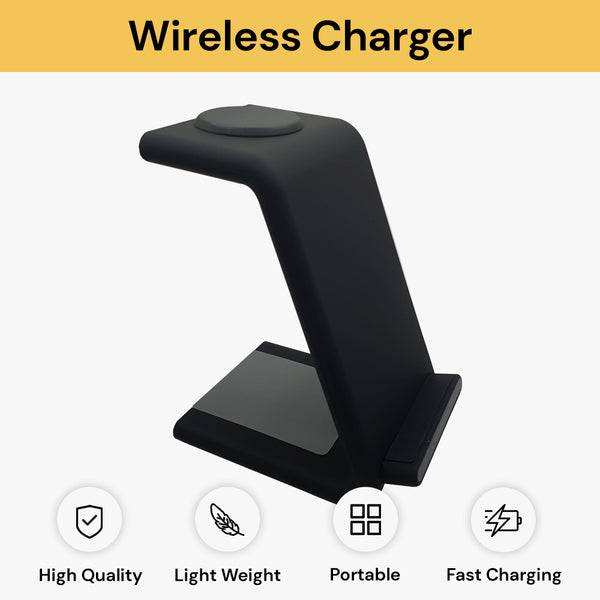 25W 3-in-1 Wireless Charger - Black - Fast Charging Station