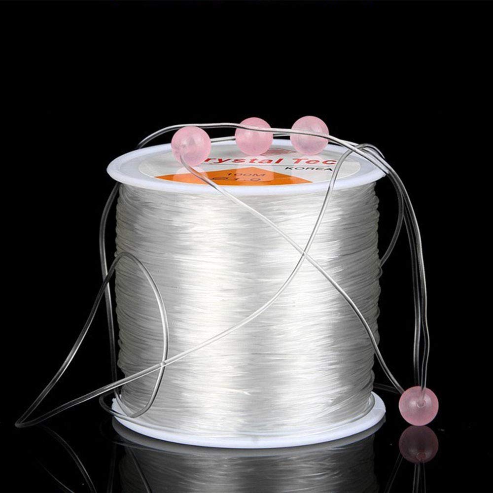 0.5mm Clear Bead Cord,100m Crystal Elastic Bracelet String Stretchy Beading Thread for Jewelry Making Necklace vewe