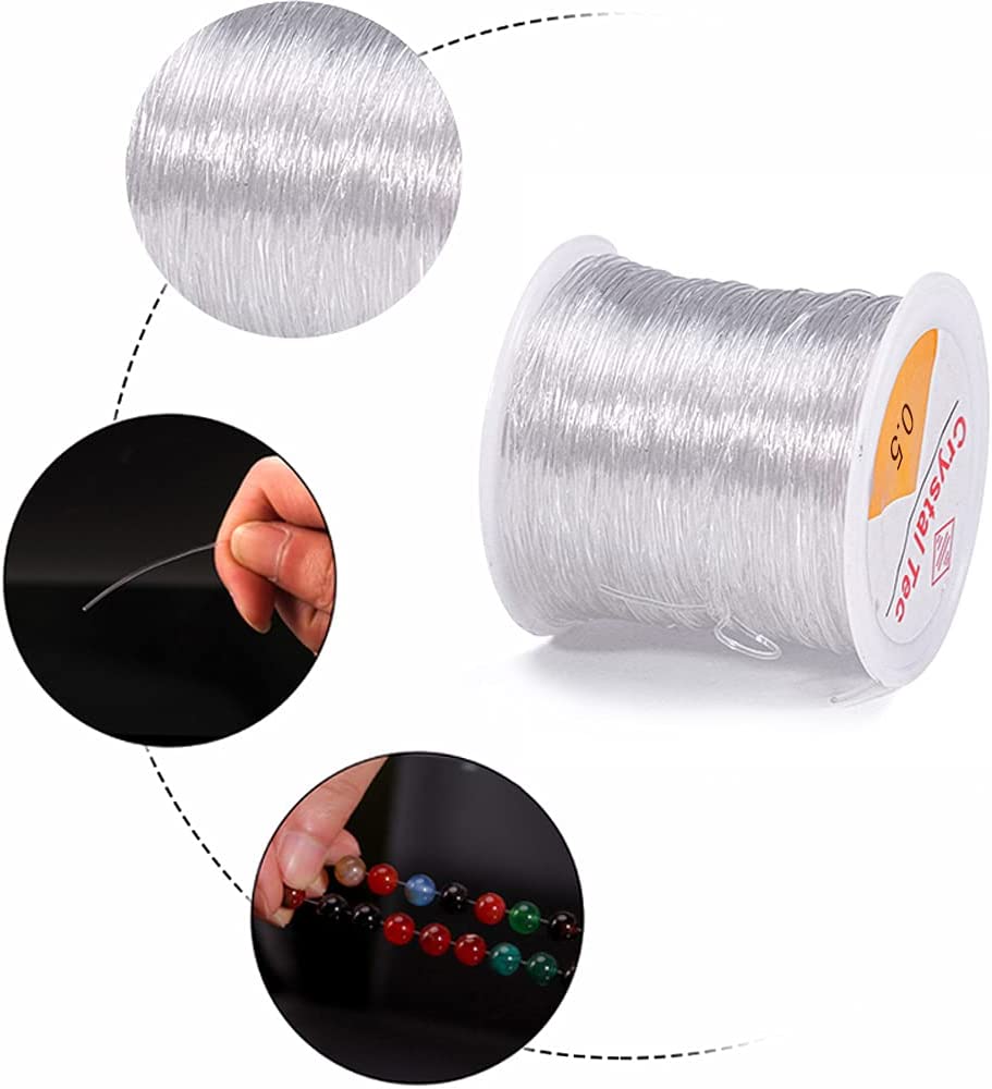 0.5mm Clear Bead Cord,100m Crystal Elastic Bracelet String Stretchy Beading Thread for Jewelry Making Necklace we32