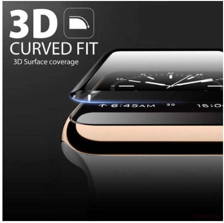 3D Compatible iWatch Tempered Glass: Full Screen - Black