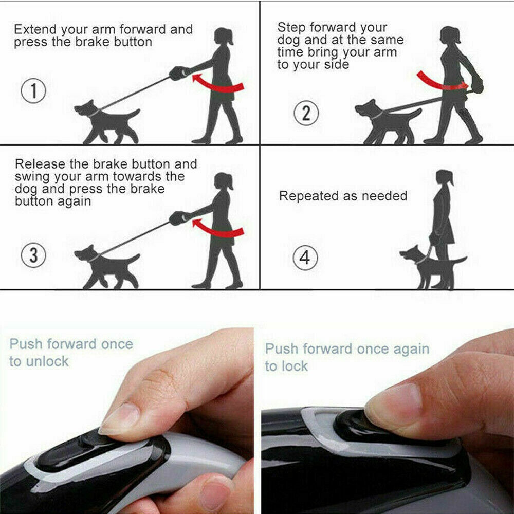 Extendable Pet Dog Lead Leash Collars Belt