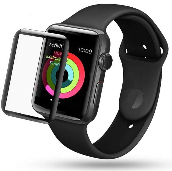 3D Compatible iWatch Tempered Glass: Full Screen - Black