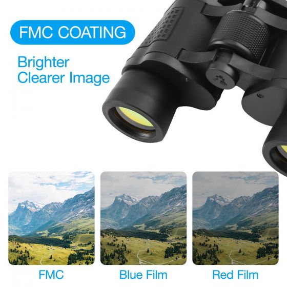 60x60 Zoom Coordinate HD Binoculars Day / Low-Light Night Vision Hunting Camping Hiking Waterproof Outdoor Telescope with Pouch, Great Present 5-3000M uoiuiouio
