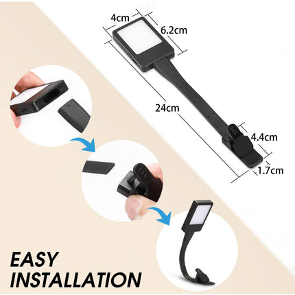 LED Book Reading Light Lamp USB Rechargeable Flexible Clip On Bed Desk Table