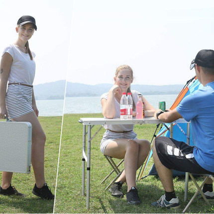 Folding Camping Table Portable Picnic Outdoor Garden BBQ Aluminum Desk 60*90CM 10