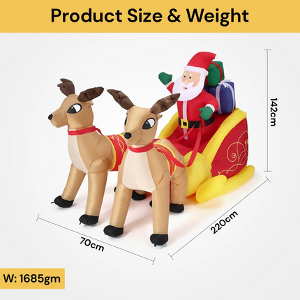 Christmas Inflatables Outdoor Santa Claus Reindeer Sleigh Light Decor