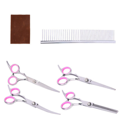 7" Professional Pet Dog Grooming Scissors Shear Hair Cutting Set Curved Tool Kit