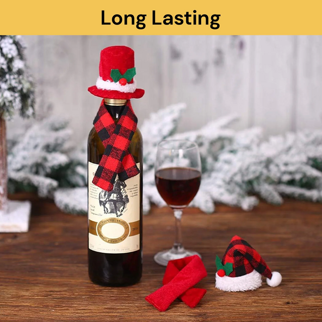 Holiday Bottle Cap N' Wrap Santa's Scarf and Hat For Wine or Liquor Bottles