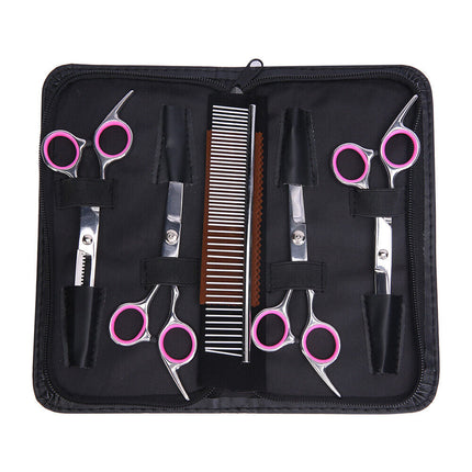 7" Professional Pet Dog Grooming Scissors Shear Hair Cutting Set Curved Tool Kit