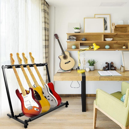 Stylish Guitar Stand Tidy Storage Rack Fits 5 Guitars Metal Padded Foam