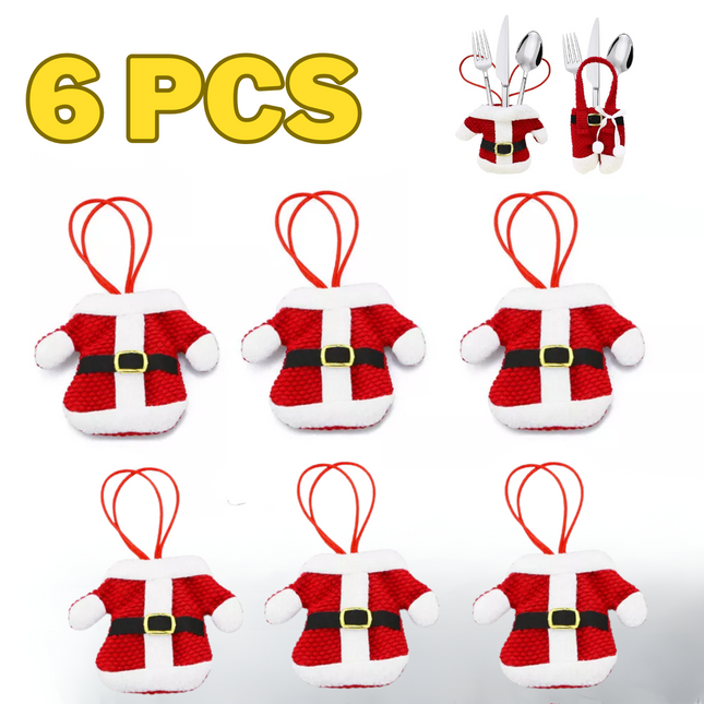 Christmas Cutlery Holder Santa Claus Hat Tableware Cover Fork Knives Bags