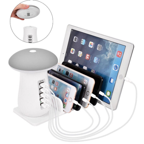 5 Multi Port USB Hub Quick Charger Mushroom Lamp