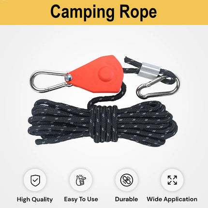 Camping Rope with Ratchet Pulley - Heavy Duty, Adjustable