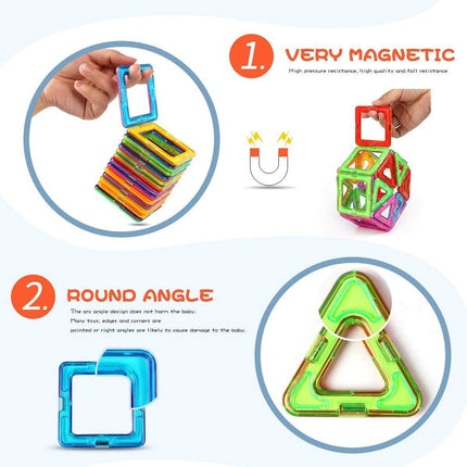 50 Pcs Strong Magnetic Blocks for Kids Magnetic Tiles Building Constructing & Creative Learning 3D Premium DIY Educational Toy Kit