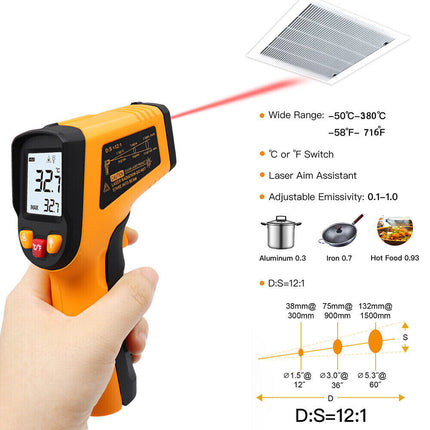 Non-contact Digital Laser Infrared Thermometer LCD IR Temp Meter Temperature Gun