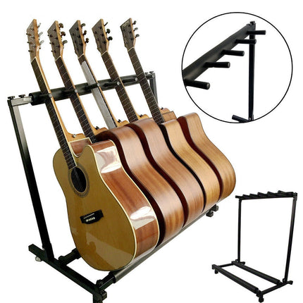 Stylish Guitar Stand Tidy Storage Rack Fits 5 Guitars Metal Padded Foam
