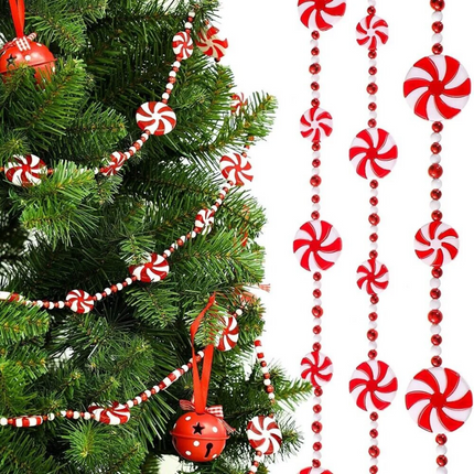 Christmas Candy Garland Peppermint Candy Beads Garland Xmas Party