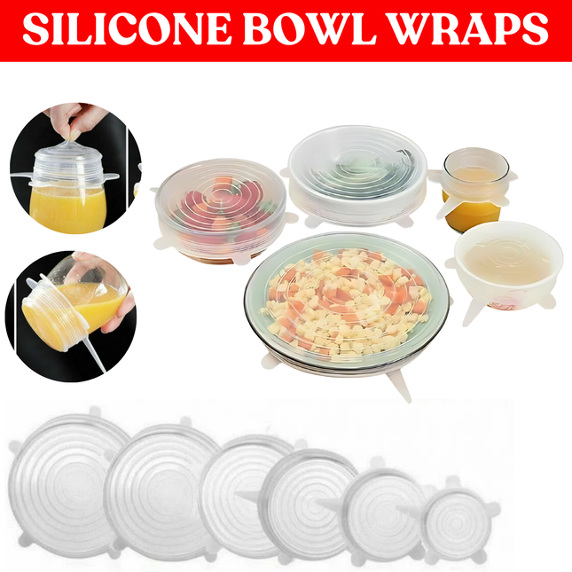 Reusable Silicone Bowl Wraps Food Saver Cover Seal Lids