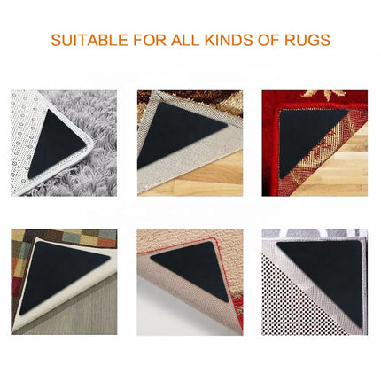 8x Non-Slip Rug Grippers Reusable Washable Carpet Mat Gripper for Anti-Skid Triangle 2