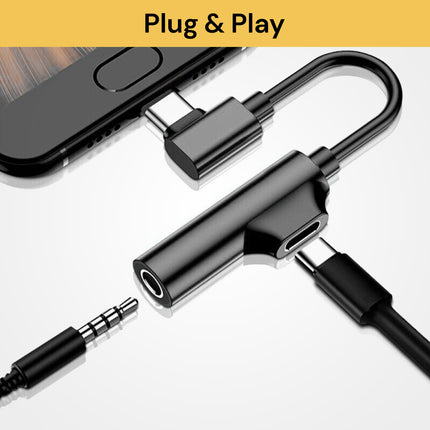 2 In 1 USB Type C to 3.5mm Audio Jack Charger