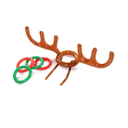 Inflatable Antler Reindeer Hat Ring Toss Xmas Birthday Party Game Holiday Toys