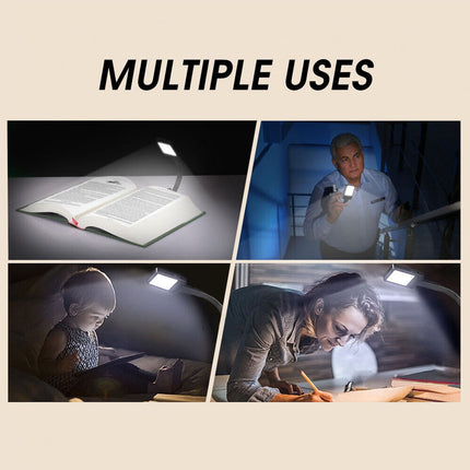 LED Book Reading Light Lamp USB Rechargeable Flexible Clip On Bed Desk Table