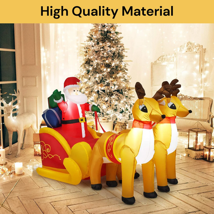 Christmas Inflatables Outdoor Santa Claus Reindeer Sleigh Light Decor