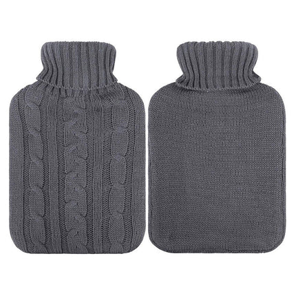 2 Litre HOT WATER BOTTLE Knitted Cover Winter Warm Rubber Bag Relaxing Warmer
