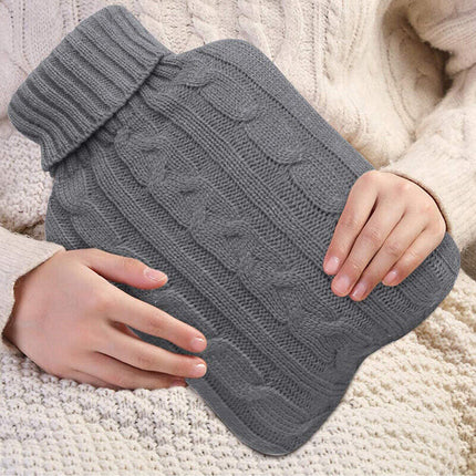 2 Litre HOT WATER BOTTLE Knitted Cover Winter Warm Rubber Bag Relaxing Warmer