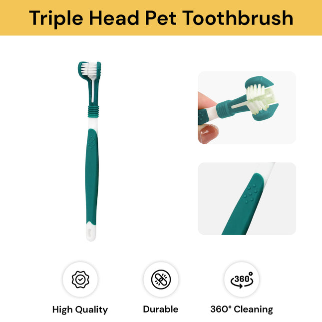 Triple Head Pet Toothbrush