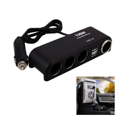 4 Way 12V 24V Multi Socket Car Cigarette Lighter Splitter USB Charger Adapter