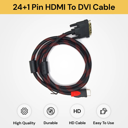 HDMI to DVI Cable Male DVI-D for LCD Monitor Computer Projector DVD Cord