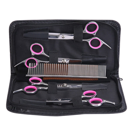 7" Professional Pet Dog Grooming Scissors Shear Hair Cutting Set Curved Tool Kit