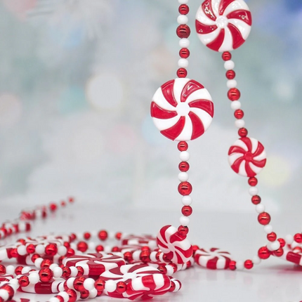 Christmas Candy Garland Peppermint Candy Beads Garland Xmas Party