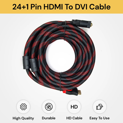 HDMI to DVI Cable Male DVI-D for LCD Monitor Computer Projector DVD Cord