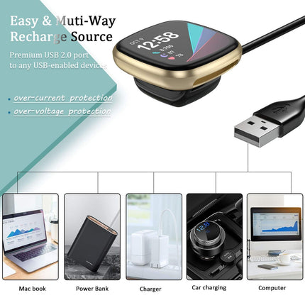 1M USB Charger Charging Cable For Fitbit Versa 4 3 Sense 2 Inspire 2 3 HR Ace 2