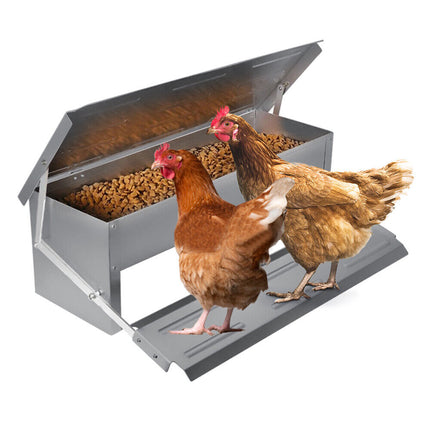 Galvanized Automatic Chicken Food Feeder - Large Capacity, Self-Opening