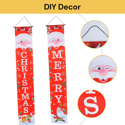 Christmas Santa Door Banner Flag Wall Hanging Xmas Party Decoration