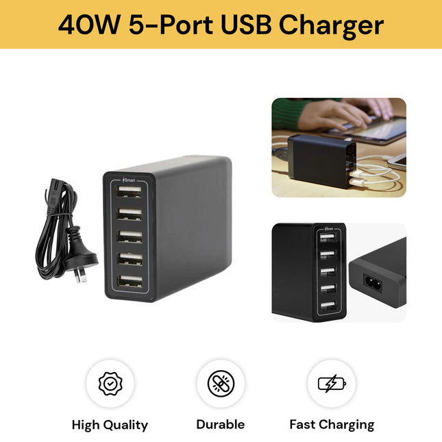 40W 5-Port USB Charger