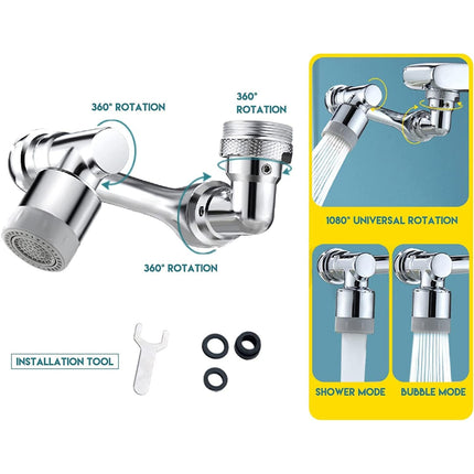 1080° Swivel Extension Faucet Aerator Rotate Robotic Arm Tap Extender Universal