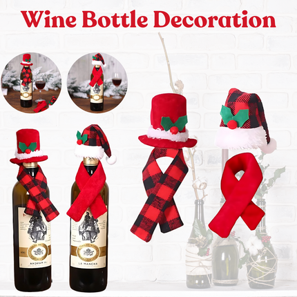 Holiday Bottle Cap N' Wrap Santa's Scarf and Hat For Wine or Liquor Bottles