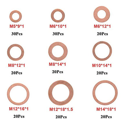 200PCS Gasket Set Crush Washers Assorted Solid Copper Car Engine Seal Flat Ring 6_417c10e5-697c-4d65-a203-1a142a1dea78