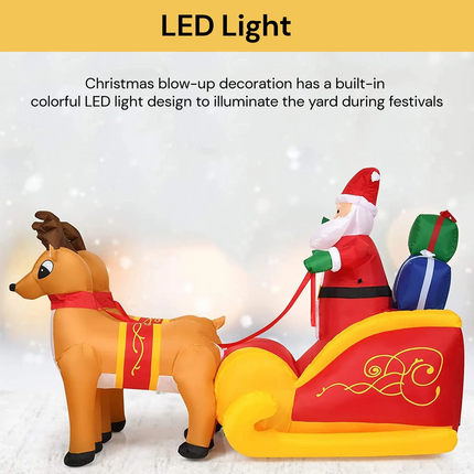 Christmas Inflatables Outdoor Santa Claus Reindeer Sleigh Light Decor