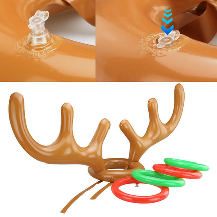 Inflatable Antler Reindeer Hat Ring Toss Xmas Birthday Party Game Holiday Toys