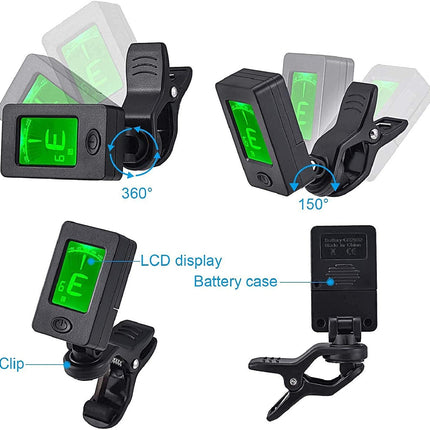 LCD Clip-on Electronic Digital Guitar Tuner Tool for Chromatic Violin Ukulele
